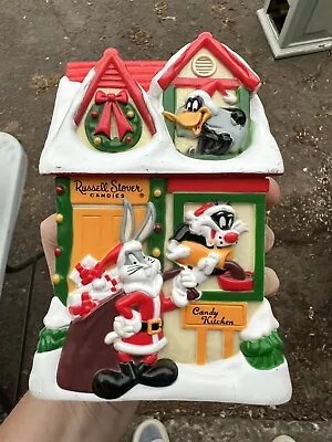 Russell Stover Candies Looney Tunes Christmas House Hard Plastic Piggy Bank 1997 • $15.90