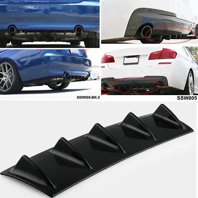 23'' X6'' Lower Rear Body Bumper Diffuser Shark Fin Kit  5 Fin PU Spoiler Black • $67.21