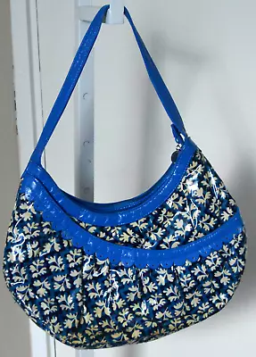 VERA BRADLEY HOTSY TOTSY BLUE LAGOON VINYL PURSE BAG Floral Ruffled Trim FRILL • $12.16