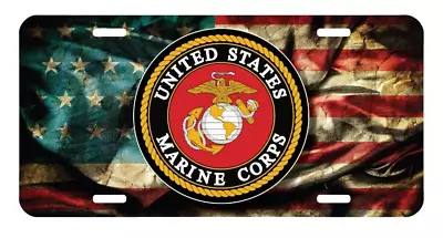 Marine Corps American Flag - Gloss Aluminum Front Car Truck Tag License Plate • $14.50