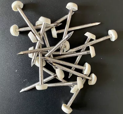 £3.19 • Buy 50x 30mm Cream White UPVC Plastic Headed Pin Nail PolyTop A4 Stainless Steel