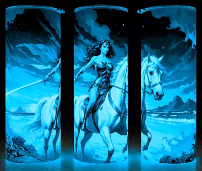 Glow In The Dark Wonder Woman Super Hero On Horse Cup Mug Tumbler 20oz • £22.15