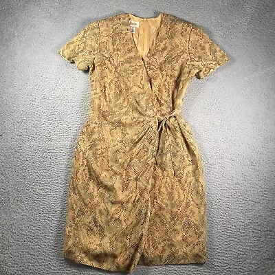 Talbots Dress Women's 8 Vintage Snake Print Wrap-Around Short Sleeve Retro Dress • $17.97