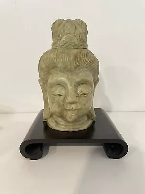 China Taoism Old Jade Gilt Kwan-yin Guan Quan Yin Guanyin Head Bust Statue • $600