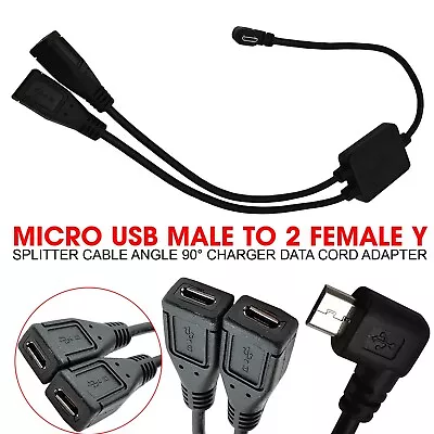 Micro USB Male To 2 Female Y Splitter Cable Angle 90 Charger Data Cord AdaptergX • $9.19