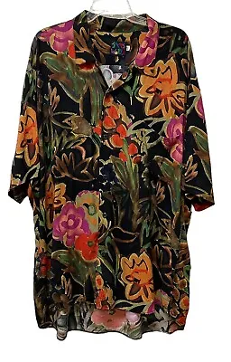 Vintage Jams World Men's 2X Bright Floral Hawaiian Shirt XXL Rayon • $149.99