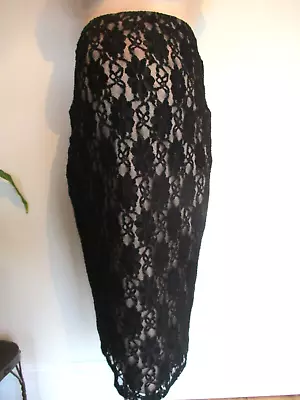 Dorothy Perkins Maternity Smart Black Lace Over Bump Midi Skirt Size 12 • £5.95