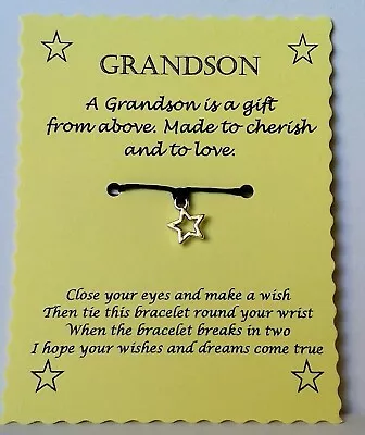 £2 • Buy Grandson Wish String Bracelet Christmas Stocking Filler Birthday Gift 