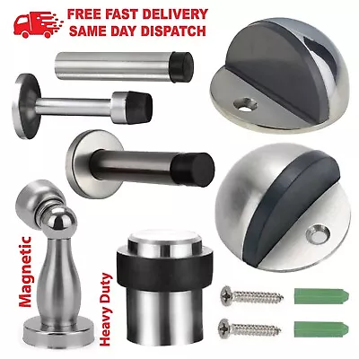 £5.79 • Buy Door Stop Heavy Duty Projection Floor Skirting Rubber Stopper Chrome Satin Stops