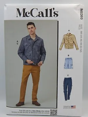 McCall's 8393 Men's Jacket Pull On Shorts Pants Uncut Pattern Sizes 44-52 • $7.95