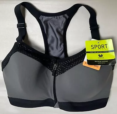 Nwt Wacoal Sport Collection Gray/black Racerback Sport Bra 853222 Size 30dd $72 • $39.99