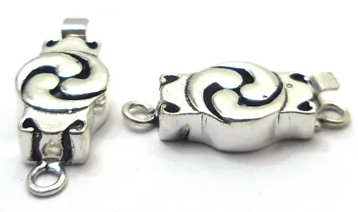 2 Pcs Oval Box Clasp 1 Strand Antique Sterling Silver Plated 772 Pbj-165 • $5.99