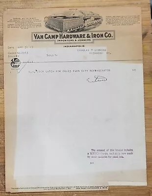 1919 Letter Richmond Kentucky Indianapolis Indiana Van Camp Hardware • $15