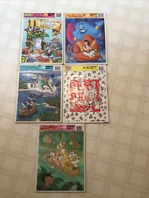 Lot Of 5 Vintage Frame Tray Puzzles Disney Sesame Street Peter Pan Duck Tales • $20