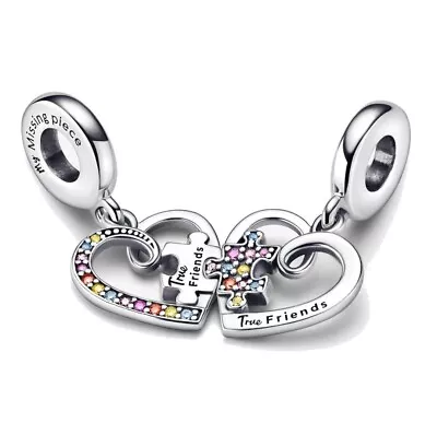 Gift For Friends  Genuine Silver S925 Charms Puzzle Double Charm For Bracelet • £14.95