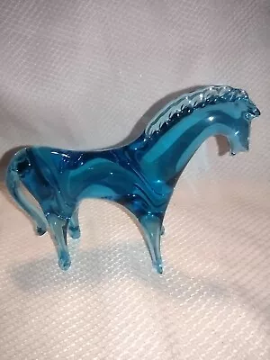 Vintage Kanawha Art Glass  Blown Turquoise Blue Standing Horse  • $34