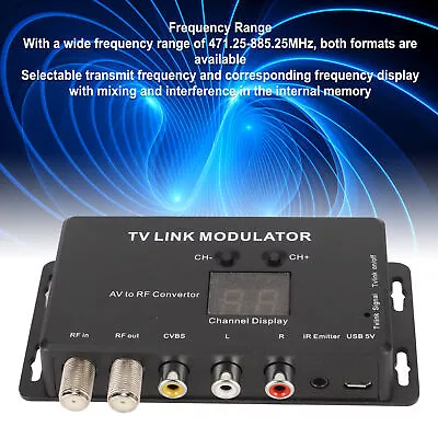 UHF Modulator TV Link Modulator 471.25‑885.25MHz Support PAL NTSC AV To RF C OCH • £18.88