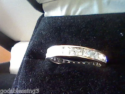  Men Women Princess Platinum & Ss Lcs Diamond Eternity Wedding Band Ring Sz 8  • $89.01