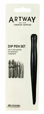 ARTWAY DIP INK PEN SET + 5 NIBS DRAWING And CALLIGRAPHY - ART GRAPHIC DESIGN • £7.69