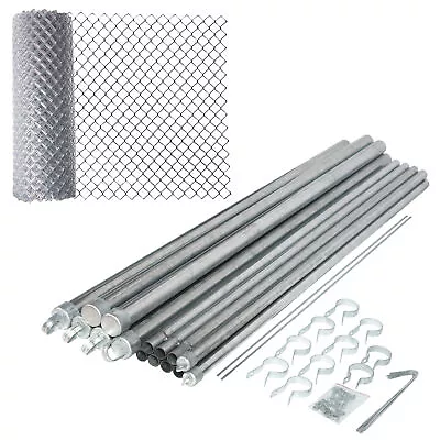 ALEKO Galvanized Steel 4 X 50 Feet Complete Kit Chain Link Fence Fabric Posts • $368.10