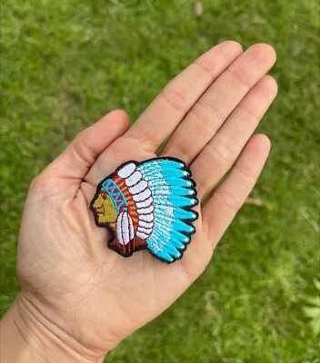 10 Cute Turquoise Vintage-Style Indian Head Embroidered Patch 2 Inches • $10