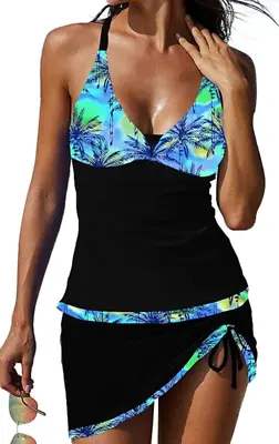 Rekita 2-Piece Tropical Tankini & Skirt Bikini Set Women's Size XL NEW MSRP $89 • $16.99