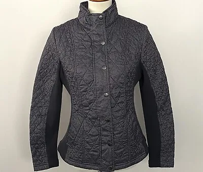 Merona Women’s Quilted Jacket Gray Black Checks Ribbed Sides Size Med • $16.99