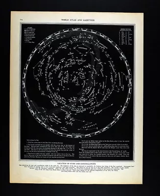 1937 McNally Map Northern Sky Star Map Chart Polaris Cassiopeia Orion Milky Way • $27.99