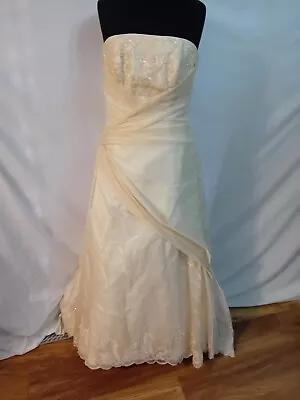 Wedding Dress Size 18 Champagne Organza Maggie Sottero Check Size Chart O • £50