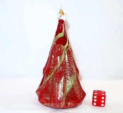 Murano Art Glass 4.5  Christmas Tree Gold Red & Yellow Vetro Artistico Italy • $79.99
