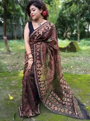 Jamdani Saree For Women Traditional Dhakai Jamdani Sari Ethnic Wear Cotton Silk • $46.55