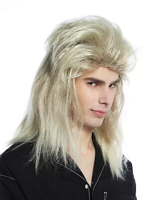 Wig Ladies Men's Carnival Mullet Hardrock Blonde Chav 80er Wig • £7.75