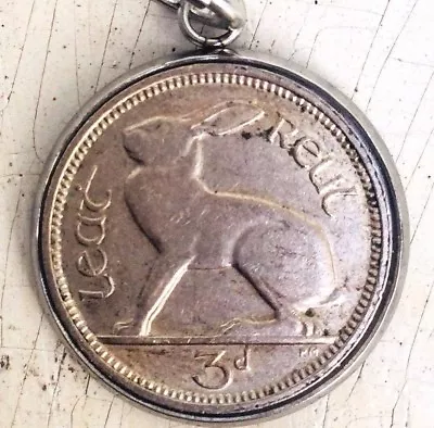 Bunny Rabbit Coin Pendant Animal Charm Ireland Lucky Animal Silver Retro Vintage • $18