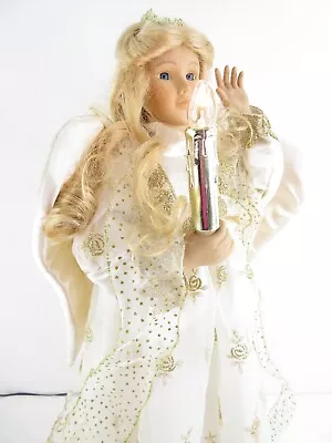 Christmas Angel Light Motion 24in Motionette Candle GORGEOUS Ivory Gold VIDEO • $49.95