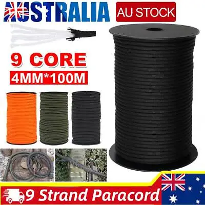 AU 100m 550 Paracord Parachute Cord Lanyard Mil Spec Type III 9 Strand Core Rope • $18.88