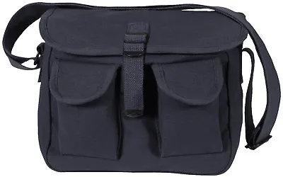 Black 2 Pocket Canvas Military Ammo Carry Shoulder Bag • $13.99