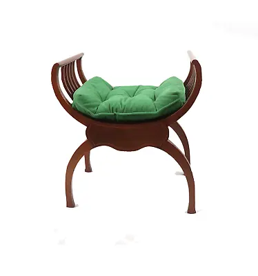 Vintage Antique Curved Wood Velvet Cushion Pillow Seat Chair Stool Arm Rest • $224.96