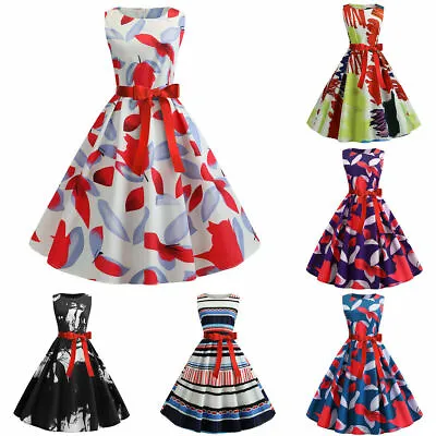 $19.94 • Buy Women Vintage Retro Rockabilly Dresses Prom Evening Party Swing Skater Dress AU