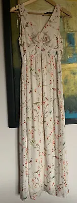 Zara Cream White Oriental Floral Bird Dress Size M • £39