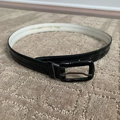 Yves Saint Laurent YSL Vintage 90s Black Patent Leather Belt Size Small • $59.99