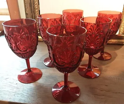 $50 • Buy Set Of 6 LeCadeaux Fleur Berry Red Wine Glasses