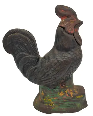 1890s Kyser And Rex Mechanical Cast Iron Rooster Coin Bank • $225