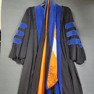 Vintage Gown & Cap By Collegiate Cap & Gown Texas U.t Gown Blue And Orange • $38.87