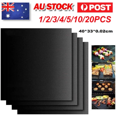 1-20X Reusable BBQ Grill Mat Bake Sheet Resistant Teflon-Meat Barbecue Non-Stick • $8.29