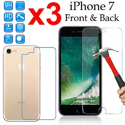 X3 Tempered Glass Screen Protector Guard For Apple IPhone 7 Front And Soft Back • $10.99