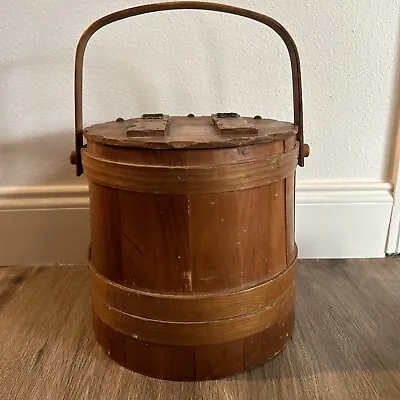 Firkin Sugar Bucket Sewing Wooden Box 1950s Vintage • $19