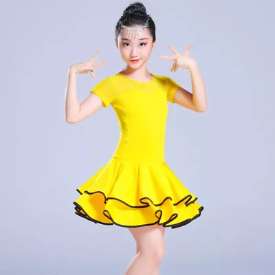 Girls Dance Dress With Shorts Ballroom Latin Dancewear Tiered Outfit Costume • $48.33