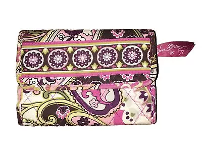 Vera Bradley Bifold Mini Zip/Snap Wallet Pink Very Berry Paisley Floral • $5