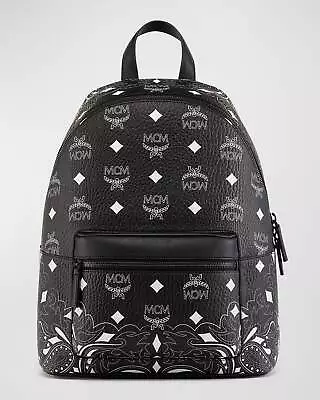 MCM Medium Stark Bandana Visetos Coated Canvas Backpack Black • $499.99