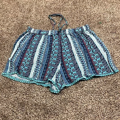 Hollister Pajama Shorts Womens Small Blue Sleepwear Bottoms Paisley Ladies • £18.20